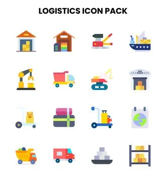 Logistics Flat Graphics Icons Pack Stock Illustration