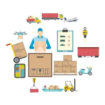 Logistics flat icons イラスト素材