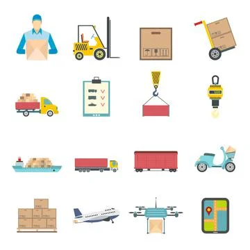 Logistics flat icons Stock Illustration