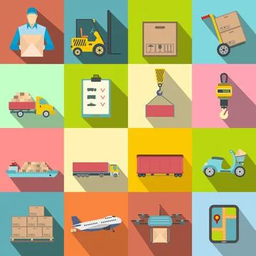 Logistics flat icons Stock Illustration