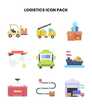 Logistics Flat Icons Pack Stock Illustration