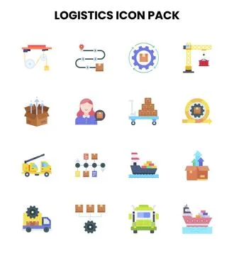 Logistics Flat Icons Pack Stock Illustration