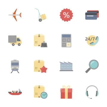 Logistics flat icons set Stock Illustration