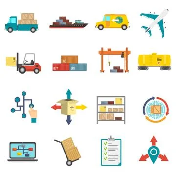 Logistics Flat Icons Set イラスト素材