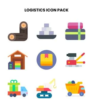 Logistics Flat Set Icons Pack Stock Illustration