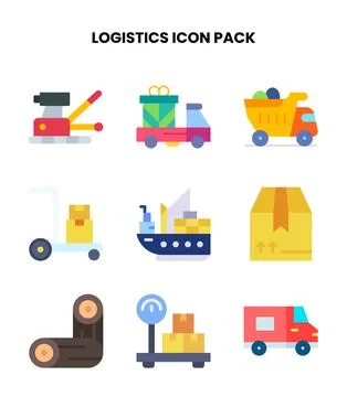 Logistics Flat Set Icons Pack Stock Illustration