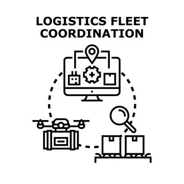 Logistics fleet coordination planning and smart delivery system Stock Illustration