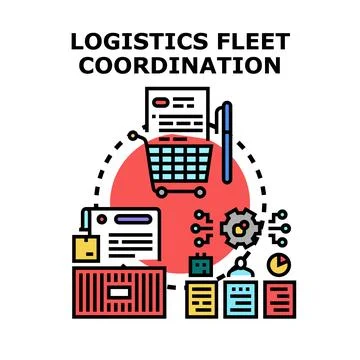 Logistics fleet coordination planning and supply chain management Stock Illustration
