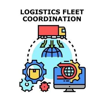 Logistics fleet coordination planning global supply chain Stock Illustration