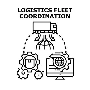Logistics fleet coordination planning global supply chain Stock Illustration
