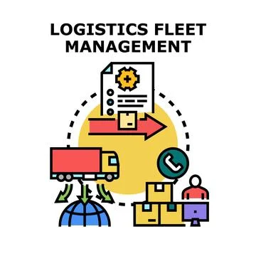 Logistics fleet management concept optimizing global delivery Illustrazione stock