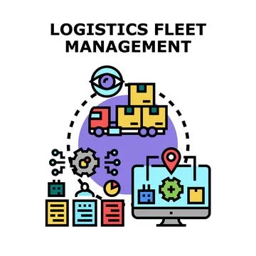 Logistics fleet management tracking delivery operations concept Stock Illustration