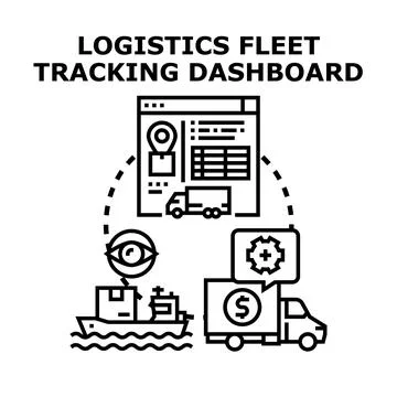 Logistics fleet tracking dashboard managing global delivery operations Illustrazione stock
