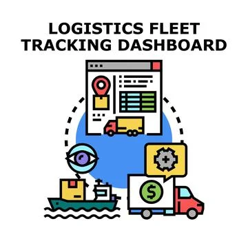 Logistics fleet tracking dashboard managing global delivery operations Stock Illustration