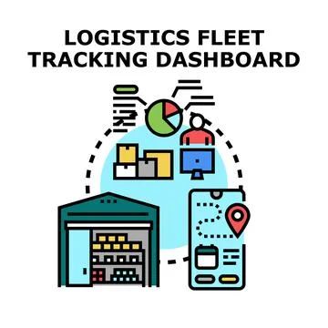Logistics fleet vehicle tracking dashboard management system Stock Illustration