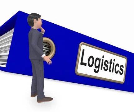 Logistics Folder Shows Correspondence Folders 3d Rendering Stock Illustration