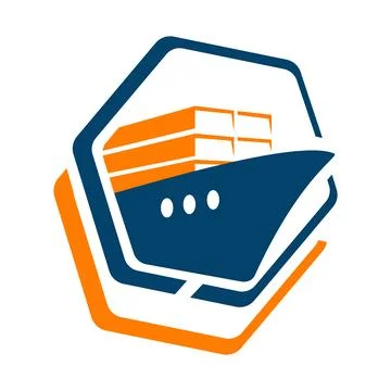 Logistics freighter Shipping Cargo Ship logo design vector illustration Stock Illustration