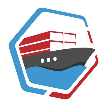 Logistics freighter Shipping Cargo Ship logo design vector illustration Stock Illustration