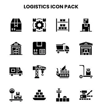 Logistics Glyph Bundle Icons Pack Stock Illustration