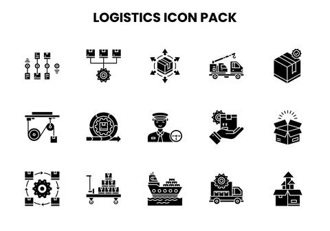 Logistics Glyph Icons Pack 库存插图
