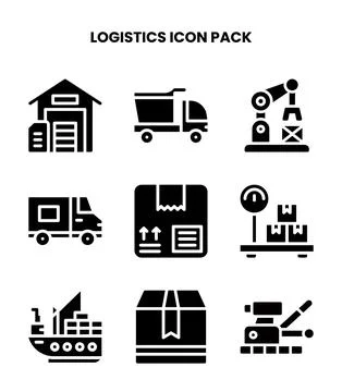 Logistics Glyph Set Icons Pack Stock-Illustration