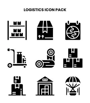 Logistics Glyph Vector Icons Pack Stock Illustration