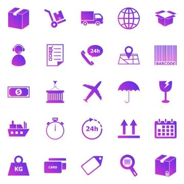 Logistics gradient icons on white background Illustrazione stock