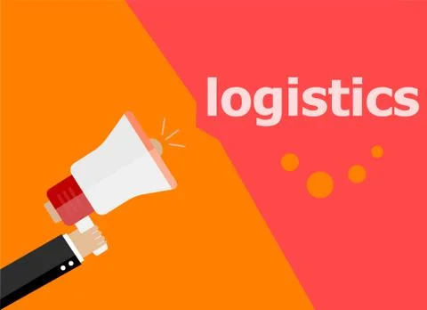 Logistics. Hand holding a megaphone. flat style Stock Illustration