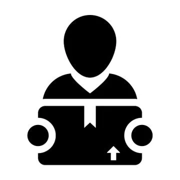 Logistics icon vector male worker service person profile avatar with cargo 스톡 일러스트