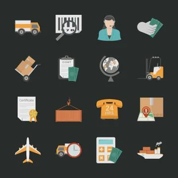 Logistics icons with black background Stock-Illustration