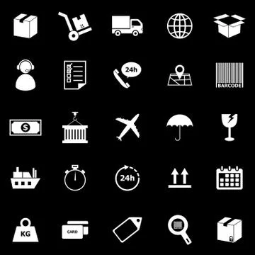 Logistics icons on black background Stock Illustration