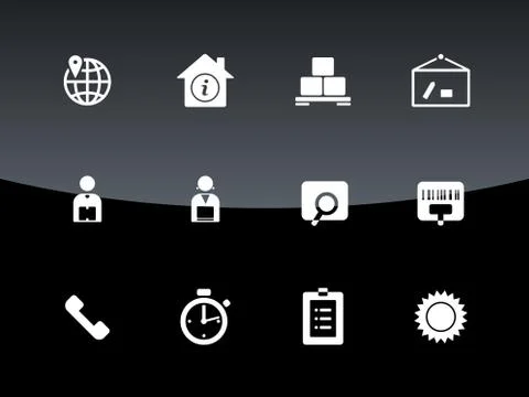 Logistics icons on black background 스톡 일러스트