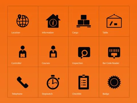 Logistics icons on orange background. 스톡 일러스트