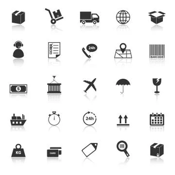 Logistics icons with reflect on white background Illustrazione stock