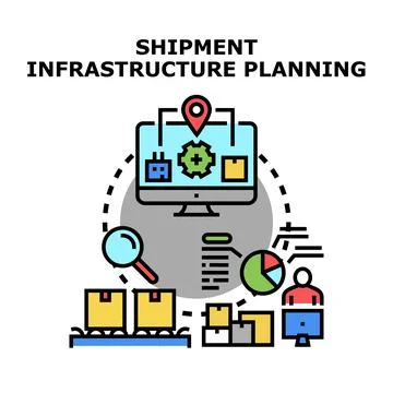 Logistics infrastructure planning concept managing delivery process Stock Illustration