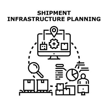 Logistics infrastructure planning concept managing delivery process Stock Illustration