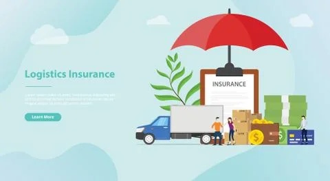 Logistics insurance with some stack cardboard with big umbrella cover for web Stock Illustration