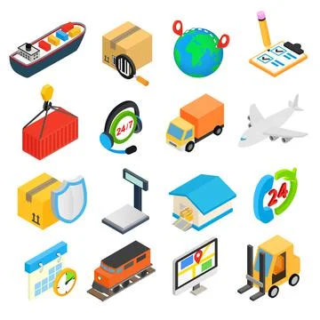Logistics isometric 3d icons イラスト素材