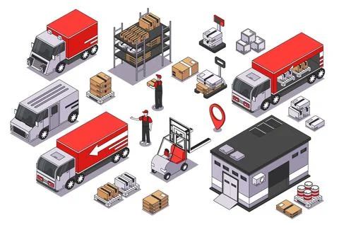 Logistics Isometric Elements Illustrazione stock