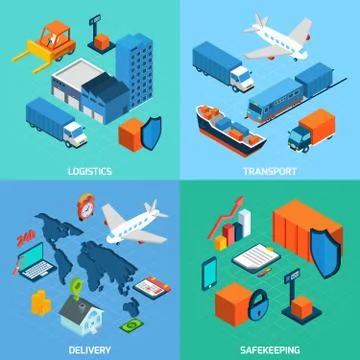 Logistics Isometric Set Illustrazione stock