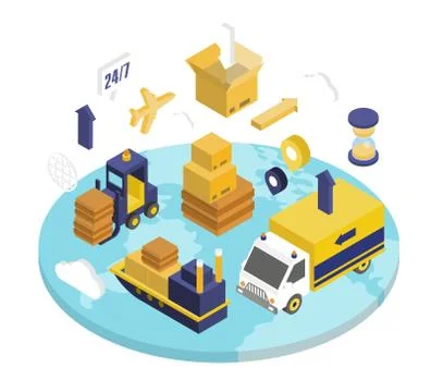 Logistics Isometric Set Illustrazione stock