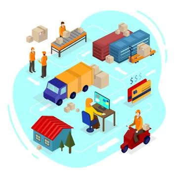 Logistics isometric set Stock Illustration