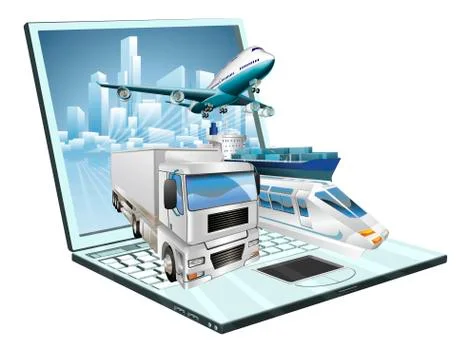 Logistics laptop computer concept Stock Illustration