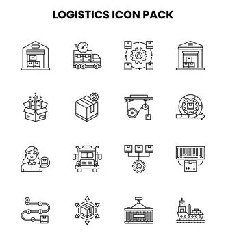 Logistics Line Graphics Icons Pack Stock Illustration