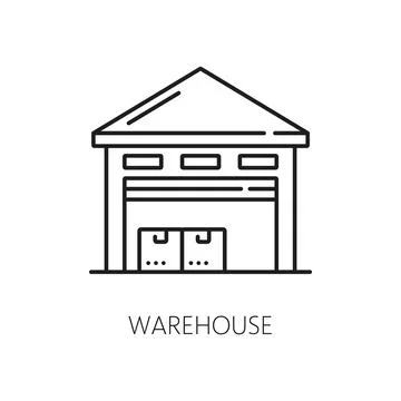 Logistics line icon of parcels warehouse storage Stock Illustration
