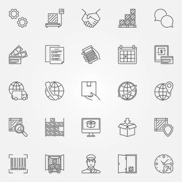 Logistics line icons set Illustrazione stock