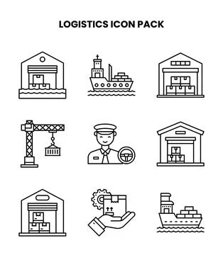 Logistics Line Set Icons Pack Stock Illustration