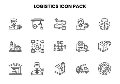 Logistics Line Vector Icons Pack Stock Illustration