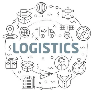 Logistics Linear illustration slide for the presentation Stock Illustration