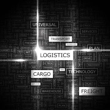 LOGISTICS LOGISTICS. Word cloud illustration. Tag cloud concept collage. C... 库存照片